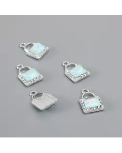 Декор для творчества металл, страз "Сумочка" голубой 1,7х1,2 см арт. СМЛ-234708-1-СМЛ0010225552