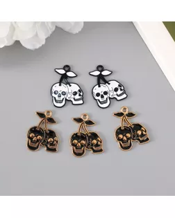 Декор для творчества металл "Черепа на ветке" эмаль МИКС 2,6х1,9 см арт. СМЛ-234787-1-СМЛ0010227524