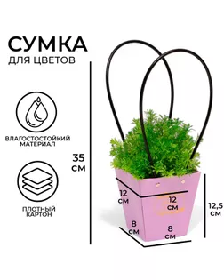 Сумка для цветов лиловая "Улыбнись тебе очень идет улыбка" 12x12-8x8-12.5 см арт. СМЛ-235119-1-СМЛ0010244625
