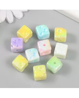 Бусина для творчества пластик "Кубик сыра" перламутр пастель МИКС 1,4х1,4х1,4 см арт. СМЛ-235257-1-СМЛ0010249788