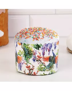 Форма бумажная для кулича «Павлины», 11×8.5 см, белая арт. СМЛ-273365-1-СМЛ0010262121