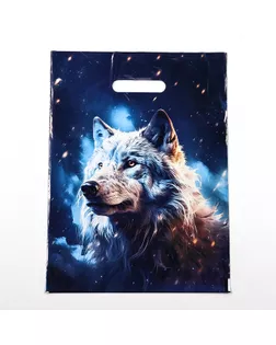 Пакет "Волк", полиэтиленовый с вырубной ручкой, 30х40 см, 50 мкм арт. СМЛ-235545-1-СМЛ0010291598