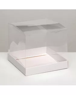Коробка для пирожных, белый, 16 х 16 х 14 см. Кондитерская упаковка арт. СМЛ-236179-1-СМЛ0010325604