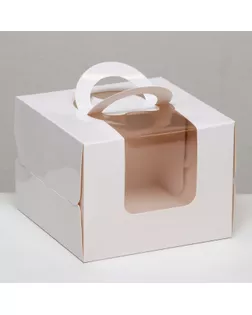 Коробка под бенто-торт с окном, белая, 13,5 х 13,5 х 10 см арт. СМЛ-236189-1-СМЛ0010325617