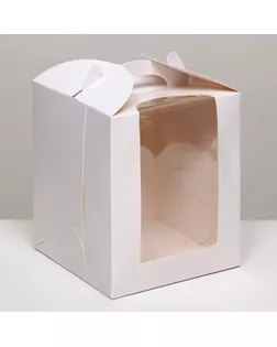 Коробка под бенто-торт с окном, белая, 15 × 15 × 18 см арт. СМЛ-236192-1-СМЛ0010325622