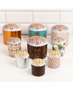 Набор бумажных форм для кулича "Геометрия" 9 видов по 1 штуке арт. СМЛ-277953-1-СМЛ0010326834