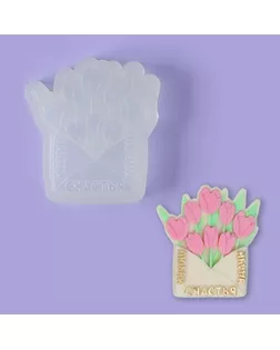 Силиконовый молд для леденцов и шоколада «Конверт с тюльпанами», 9×7,5 см, прозрачный арт. СМЛ-236730-1-СМЛ0010345304