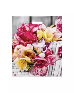 Пакет "Цветочная симфония", полиэтиленовый с вырубной ручкой, 37*45 см, 60 мкм арт. СМЛ-236762-1-СМЛ0010346739