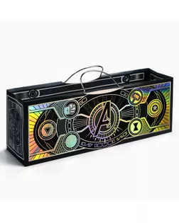 Пакет подарочный под бутылку с тиснением «Поздравляю», Мстители, 35,5х12,5х9 см арт. СМЛ-236966-1-СМЛ0010354101