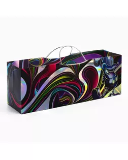 Пакет подарочный под бутылку с тиснением, Микки Маус, 35,5х12,5х9 см арт. СМЛ-236968-1-СМЛ0010354103