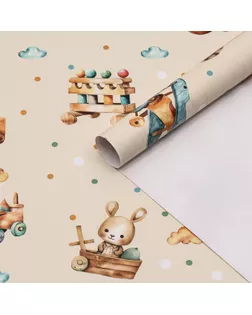 Бумага упаковочная глянцевая "Детские игрушки", 100 х 70 см арт. СМЛ-236989-1-СМЛ0010359422