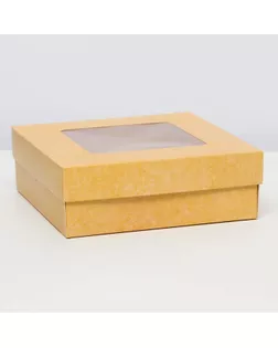 Коробка подарочная складная, упаковка, крышка-дно,с окном, крафт, 15 х 15 х 5 см арт. СМЛ-237056-1-СМЛ0010363053