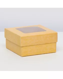 Коробка подарочная складная, упаковка, крышка-дно,с окном, крафт, 10 х 10 х 5 см арт. СМЛ-237059-1-СМЛ0010363056