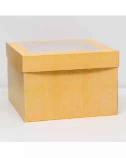 Коробка подарочная складная, упаковка, крышка-дно,с окном, крафт, 30 х 30 х 20 см арт. СМЛ-237064-1-СМЛ0010363062