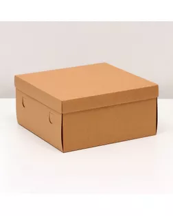 Коробка подарочная складная, упаковка, крышка-дно, крафт, 25 х 25 х 12 см арт. СМЛ-237077-1-СМЛ0010363078