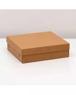 Коробка подарочная складная, упаковка, крышка-дно, крафт, 23 х 23 х 6,5 см арт. СМЛ-237079-1-СМЛ0010363081