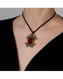 Кулон "Лягушка", латунь, янтарь арт. СМЛ-237083-1-СМЛ0010363435