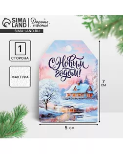 Открытка-шильдик на подарок «С Новым годом!», акварельный картон, 5 х 7 см арт. СМЛ-237131-1-СМЛ0010365419