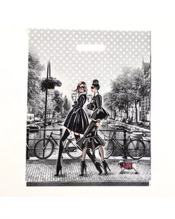 Пакет "Подружки", полиэтиленовый с вырубной ручкой, 38х47 см, 60 мкм арт. СМЛ-237235-1-СМЛ0010371035