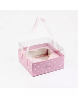 Коробка для цветов с формовым вкладышем и PVC крышкой «Love», 23.5 х 23.5 х 15 см арт. СМЛ-237654-1-СМЛ0010400546