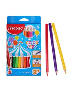 Карандаши трёхгранные, 12 цветов, Maped Color Peps Maxi, утолщённые, европодвес арт. СМЛ-185534-1-СМЛ0001040805