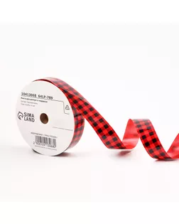 Лента для декора и подарков, "Клетка", красный, 2 см х 50 м арт. СМЛ-237815-1-СМЛ0010413068