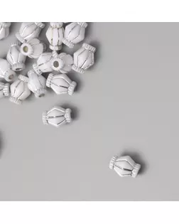 Бусины для творчества пластик "Ромб" бело-серебристые набор 20 гр 1,3х0,8х0,8 см арт. СМЛ-238114-1-СМЛ0010428566