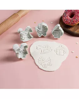 Плунжеры кондитерские Доляна «Малышок», набор 4 шт, 5×5 см, пластик, МИКС арт. СМЛ-238598-1-СМЛ0001045252