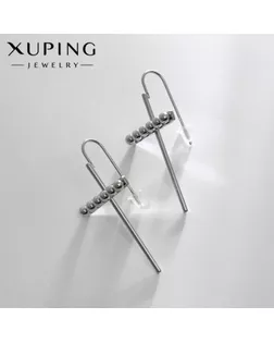 Серьги металл XUPING крестик с бусинами, цвет серебро арт. СМЛ-238625-1-СМЛ0010453296