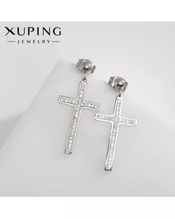 Серьги со стразами XUPING крест изящество, цвет белый в серебре арт. СМЛ-238628-1-СМЛ0010453303