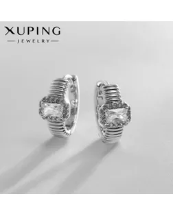 Серьги-кольца XUPING яркость, цвет белый в серебре, d=1,2 см арт. СМЛ-238630-1-СМЛ0010453307