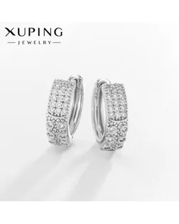 Серьги-кольца XUPING созидание, цвет белый в серебре, d=1,5 см арт. СМЛ-238636-1-СМЛ0010453319