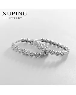 Серьги-кольца XUPING переплетение красоты, цвет белый в серебре, d=2,5 см арт. СМЛ-238640-1-СМЛ0010453325