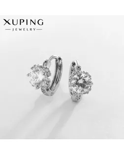 Серьги-кольца XUPING искусство, цвет белый в серебре d=1,3 см арт. СМЛ-238647-1-СМЛ0010453337