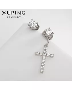 Серьги со стразами XUPING крест величие, цвет белый в серебре арт. СМЛ-238650-1-СМЛ0010453343