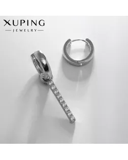 Серьги со стразами XUPING с подвеской, цвет белый в серебре арт. СМЛ-238653-1-СМЛ0010453346