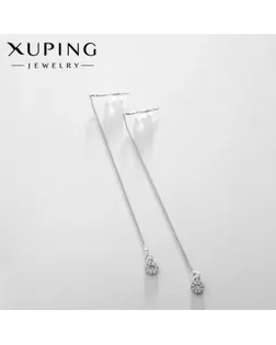 Серьги висячие со стразами XUPING соприкосновение, цвет белый в серебре арт. СМЛ-238658-1-СМЛ0010453354