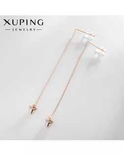 Серьги висячие со стразами XUPING протяжки, искры, цвет белый в розовом золоте арт. СМЛ-238667-1-СМЛ0010453367