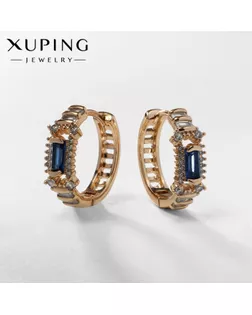 Серьги-кольца XUPING благородность, цвет синий в розовом золоте, d=1,8  см арт. СМЛ-238669-1-СМЛ0010453372
