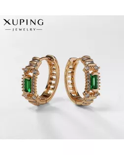 Серьги-кольца XUPING благородность, цвет зеленый в розовом золоте, d=1,8  см арт. СМЛ-238669-2-СМЛ0010453373