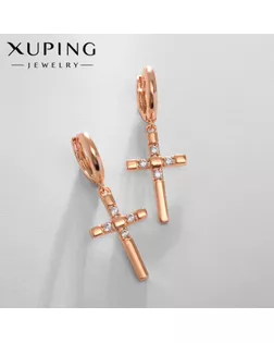 Серьги со стразами XUPING крест притягательность, цвет белый в розовом золоте арт. СМЛ-238671-1-СМЛ0010453376