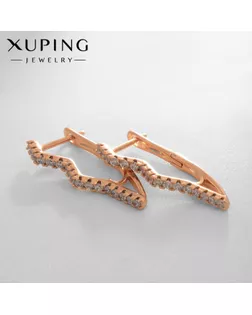 Серьги со стразами XUPING молния, цвет белый в розовом золоте арт. СМЛ-238682-1-СМЛ0010453389