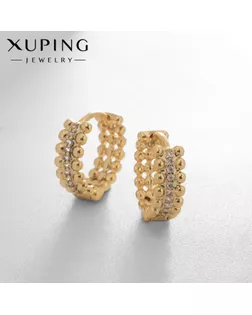 Серьги-кольца XUPING кольцо с бусинами, цвет белый в золоте, d=1,3 см арт. СМЛ-238694-1-СМЛ0010453411