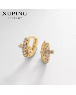 Серьги-кольца XUPING крест в круге, цвет белый в золоте, d=1 см арт. СМЛ-238702-1-СМЛ0010453421