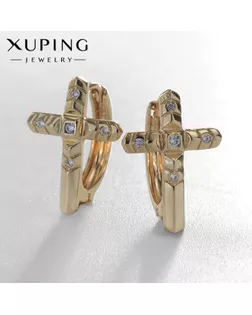 Серьги со стразами XUPING крест преображение, цвет белый в золоте арт. СМЛ-238708-1-СМЛ0010453428