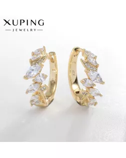 Серьги-кольца XUPING диадема, цвет белый в золоте, d=2 см арт. СМЛ-238723-1-СМЛ0010453451