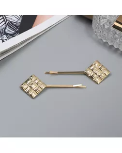 Невидимка для волос "Бенте" (набор 2 шт) квадраты, 5 см, золото арт. СМЛ-239025-1-СМЛ0010454816