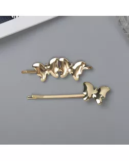 Невидимка для волос "Бенте" (набор 2 шт) бабочка, 6 см, золото арт. СМЛ-239029-1-СМЛ0010454821