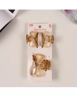 Краб для волос "Флориана" (набор 3 шт) бант, 6 и 4 см, светло-коричневый арт. СМЛ-239052-1-СМЛ0010454858