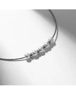 Колье «Жемчуг» окружение, цвет белый в серебре, 40 см арт. СМЛ-239455-1-СМЛ0010470645